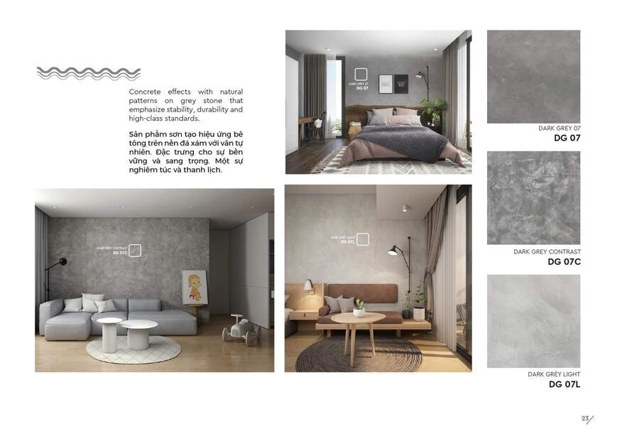 Catalogue Sơn Hiệu ứng bê tông 2023 và xu hướng màu sơn bê tông 2023